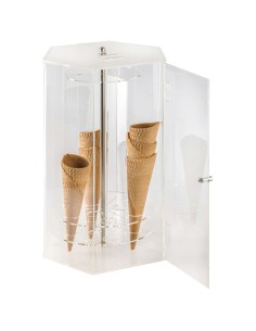 Vitrina metacrilato hexagonal 51x36x42