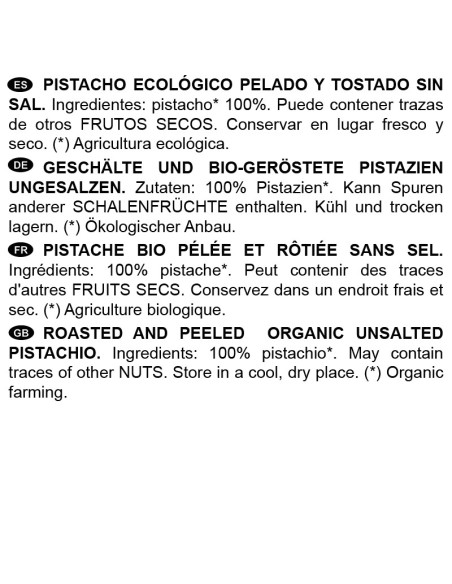 Pistachos pelados ecológicos sin sal