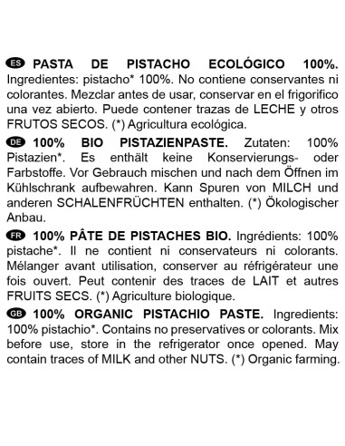 Pasta 100% de Pistacho ecológica – Calidad Premium